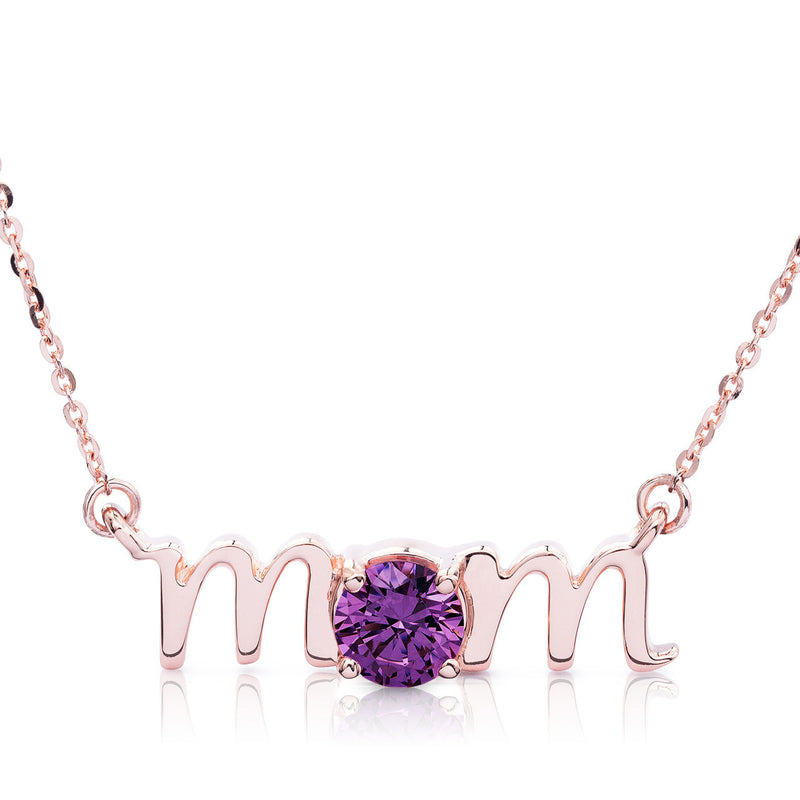 14k Gold Lowercase Mom Birthstone Statement Necklace
