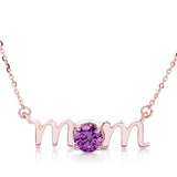 14k Gold Lowercase Mom Birthstone Statement Necklace