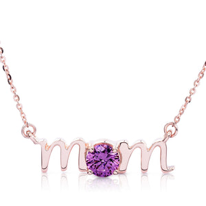 14k Gold Lowercase Mom Birthstone Statement Necklace