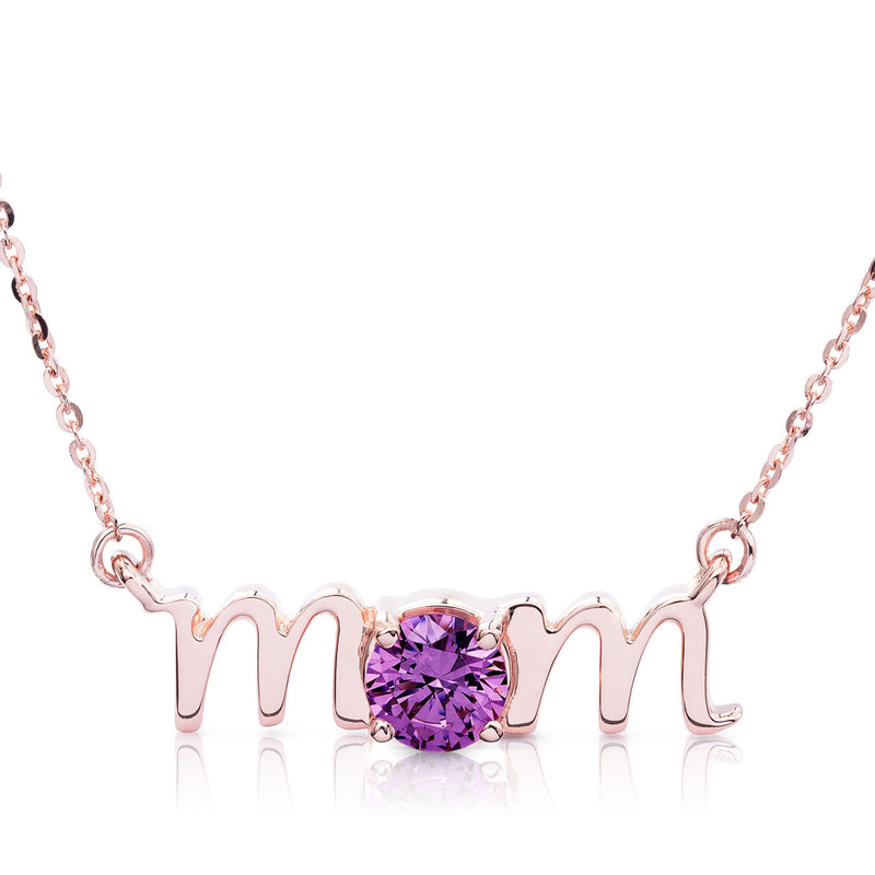14k Gold Lowercase Mom Birthstone Statement Necklace