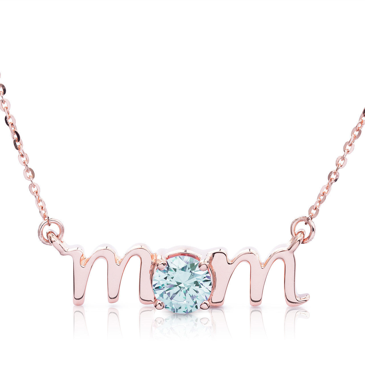 14k Gold Lowercase Mom Birthstone Statement Necklace