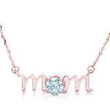 14k Gold Lowercase Mom Birthstone Statement Necklace