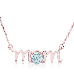 14k Gold Lowercase Mom Birthstone Statement Necklace