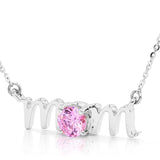 14k Gold Lowercase Mom Birthstone Statement Necklace