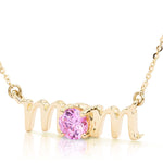 14k Gold Lowercase Mom Birthstone Statement Necklace