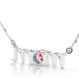 14k Gold Lowercase Mom Birthstone Statement Necklace