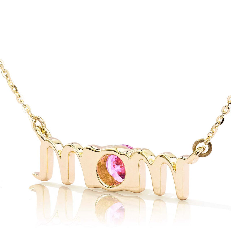 14k Gold Lowercase Mom Birthstone Statement Necklace