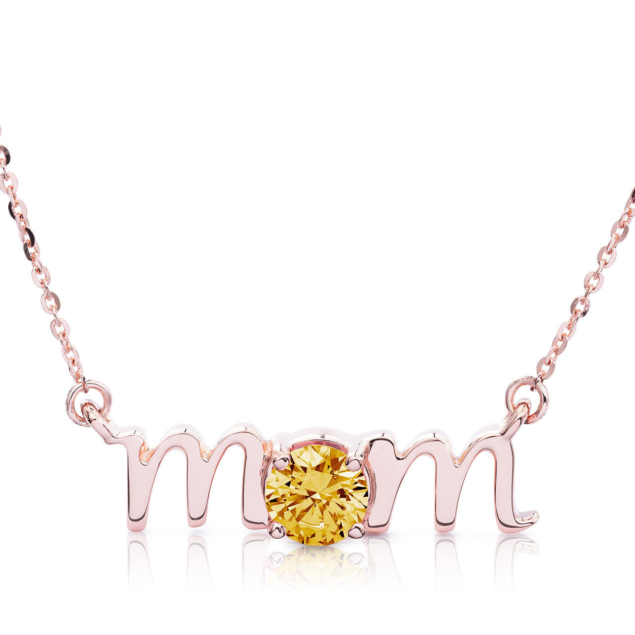 14k Gold Lowercase Mom Birthstone Statement Necklace