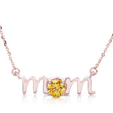 14k Gold Lowercase Mom Birthstone Statement Necklace