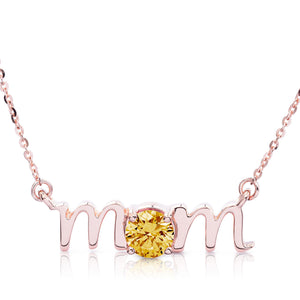 14k Gold Lowercase Mom Birthstone Statement Necklace