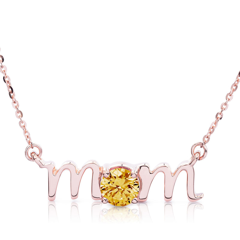 14k Gold Lowercase Mom Birthstone Statement Necklace