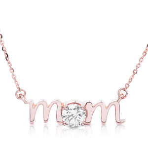 14k Gold Lowercase Mom Birthstone Statement Necklace