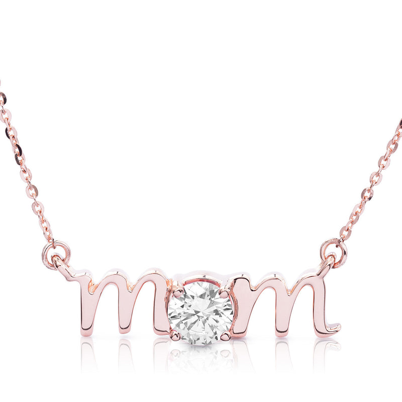 14k Gold Lowercase Mom Birthstone Statement Necklace