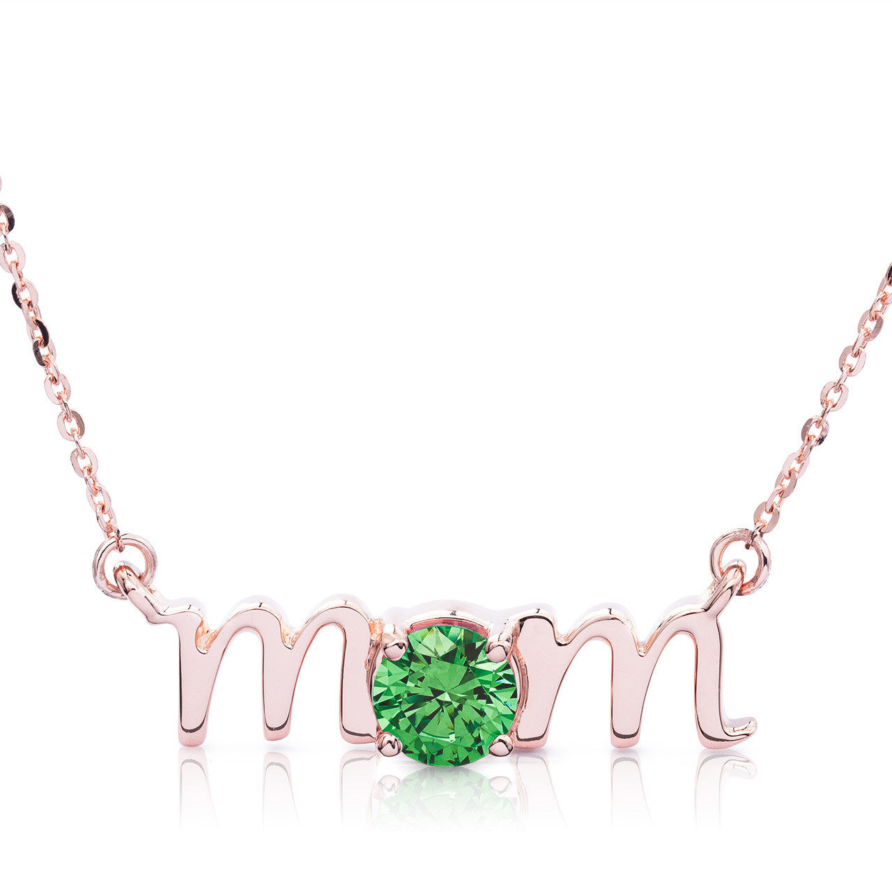 14k Gold Lowercase Mom Birthstone Statement Necklace