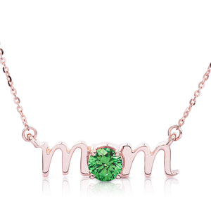 14k Gold Lowercase Mom Birthstone Statement Necklace