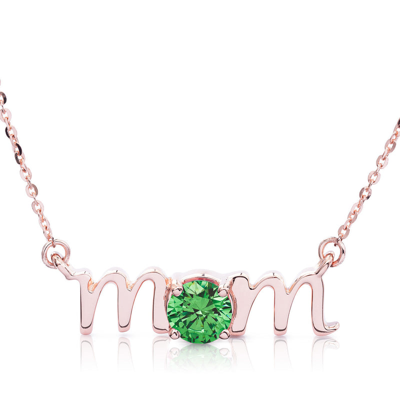 14k Gold Lowercase Mom Birthstone Statement Necklace