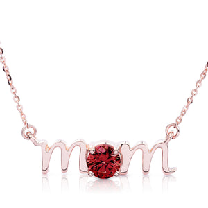 14k Gold Lowercase Mom Birthstone Statement Necklace
