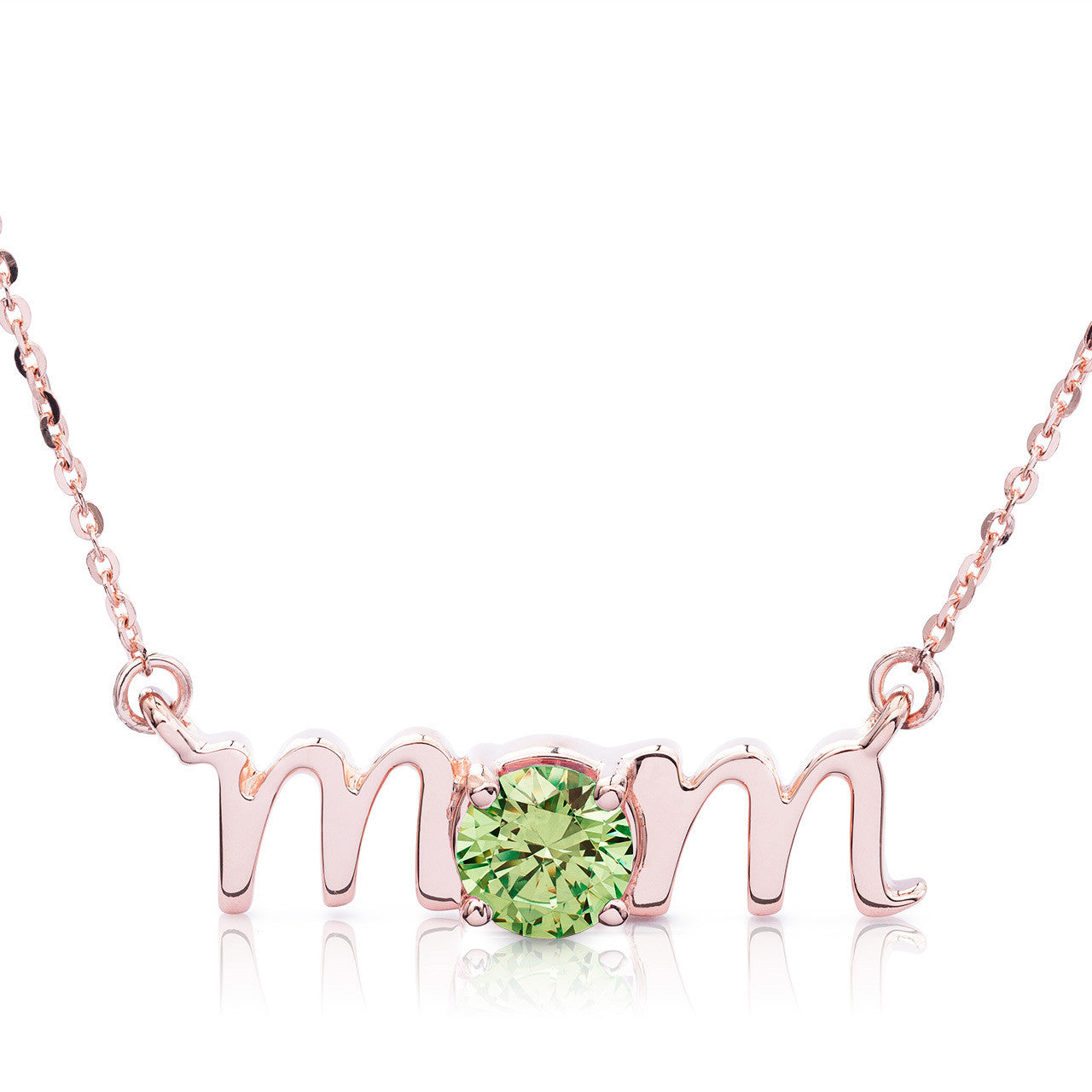 14k Gold Lowercase Mom Birthstone Statement Necklace