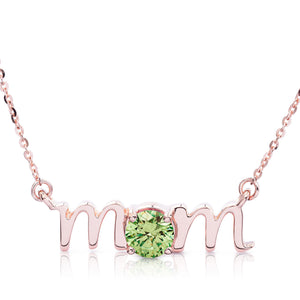 14k Gold Lowercase Mom Birthstone Statement Necklace