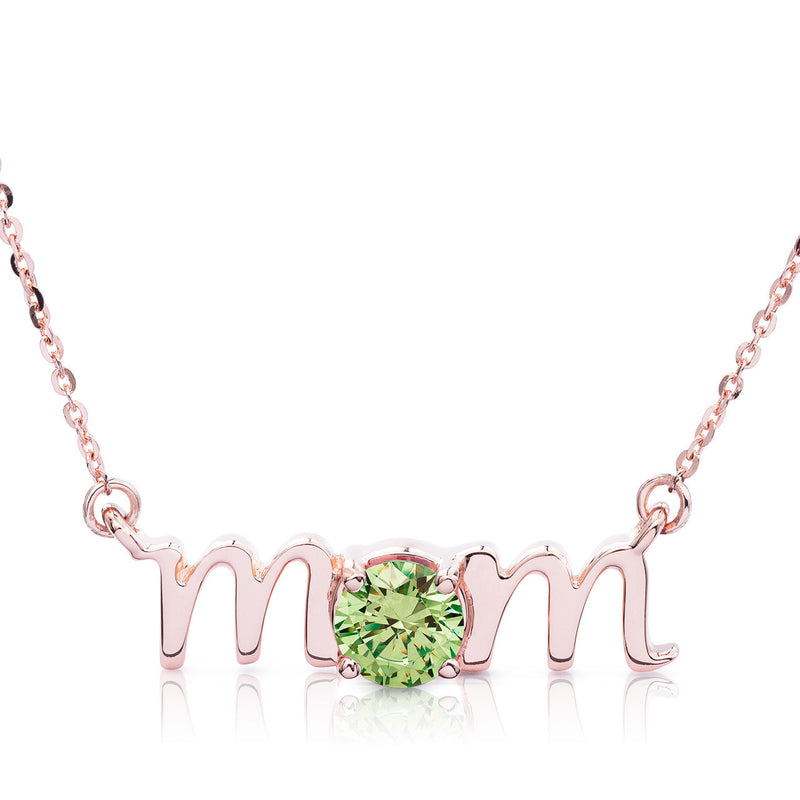 14k Gold Lowercase Mom Birthstone Statement Necklace