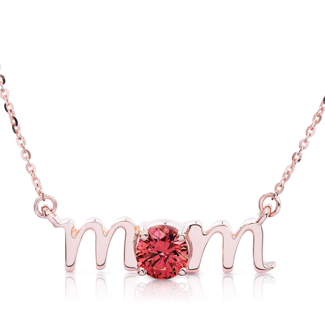 14k Gold Lowercase Mom Birthstone Statement Necklace
