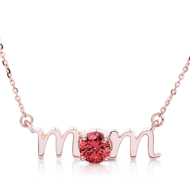 14k Gold Lowercase Mom Birthstone Statement Necklace