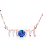 14k Gold Lowercase Mom Birthstone Statement Necklace