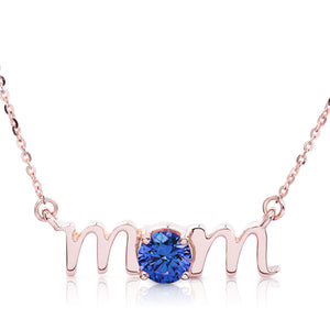 14k Gold Lowercase Mom Birthstone Statement Necklace