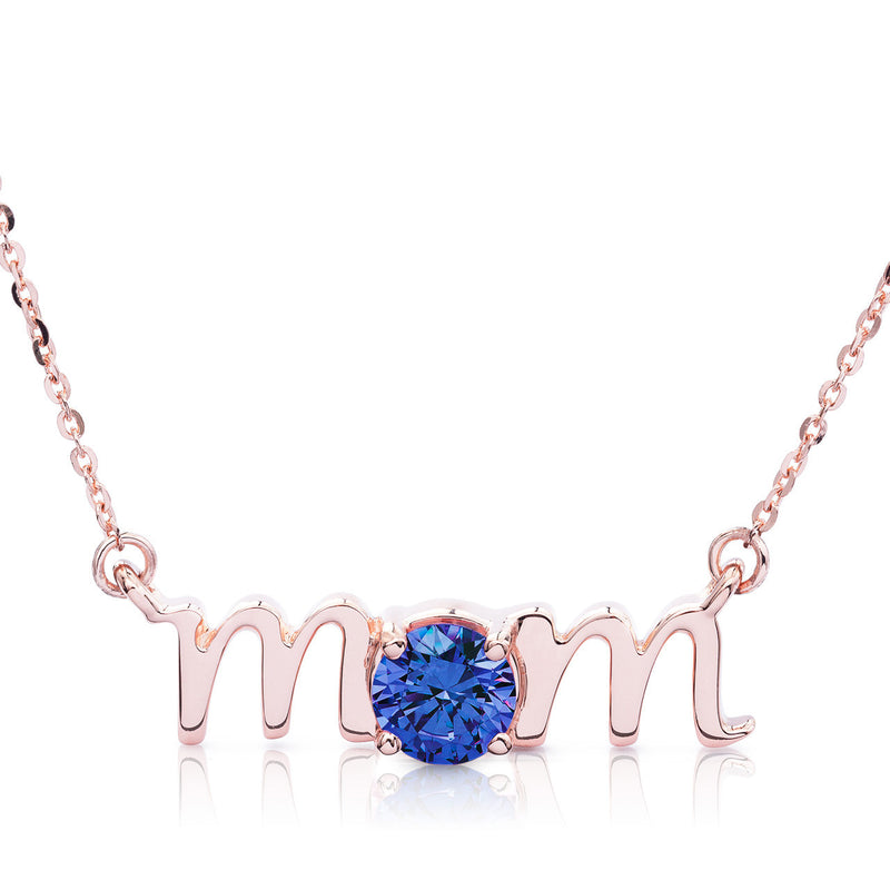 14k Gold Lowercase Mom Birthstone Statement Necklace