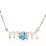 14k Gold Lowercase Mom Birthstone Statement Necklace