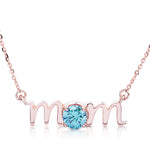 14k Gold Lowercase Mom Birthstone Statement Necklace