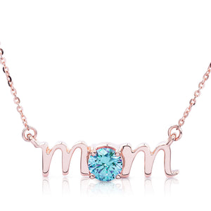 14k Gold Lowercase Mom Birthstone Statement Necklace