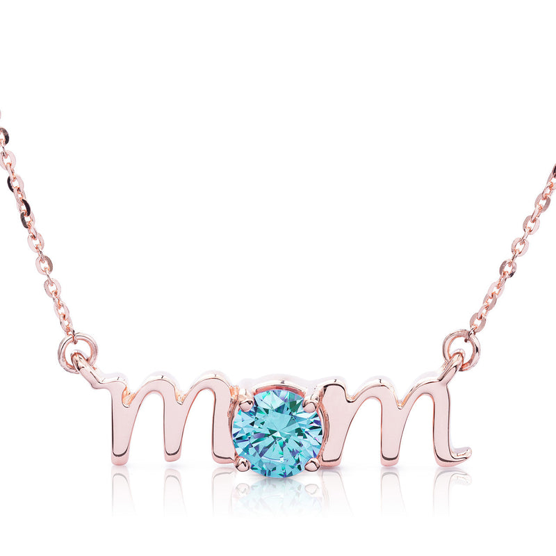14k Gold Lowercase Mom Birthstone Statement Necklace