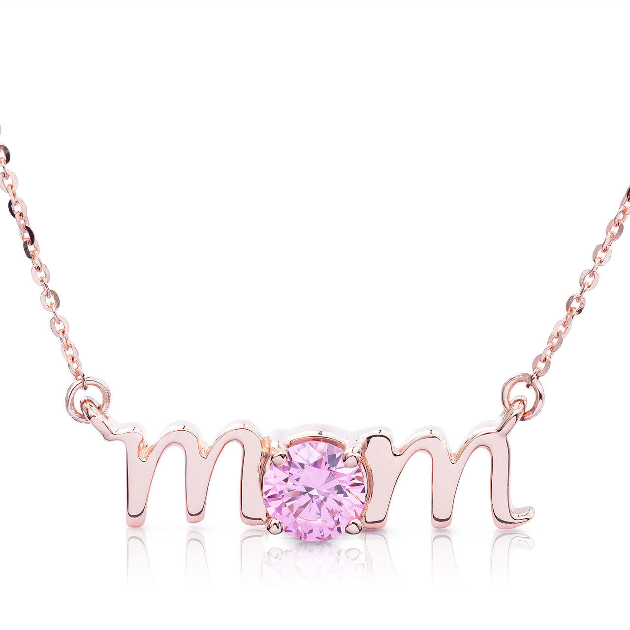 14k Gold Lowercase Mom Birthstone Statement Necklace