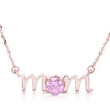 14k Gold Lowercase Mom Birthstone Statement Necklace
