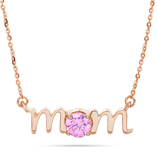 14k Gold Lowercase Mom Birthstone Statement Necklace