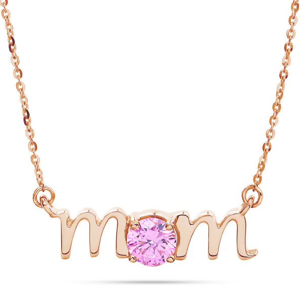 14k Gold Lowercase Mom Birthstone Statement Necklace