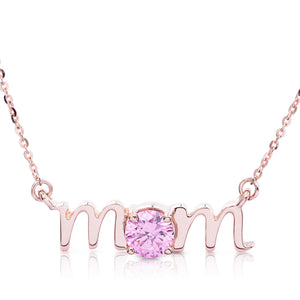 14k Gold Lowercase Mom Birthstone Statement Necklace