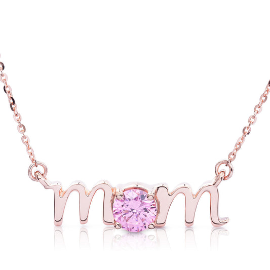 14k Gold Lowercase Mom Birthstone Statement Necklace
