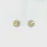 0.70 Ct Yellow Gold Bezel Set Diamond Flower Stud Earrings