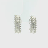 18K White Gold Diamond Huggie Leverback Earrings