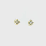 14 Karat Yellow Gold Diamond Clover Earrings