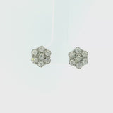 0.70 Ct White Gold Bezel Set Diamond Flower Stud Earrings