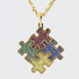 Custom Solid Gold Autism Awareness Puzzle Pendant