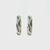 14K White Gold & Black Diamond Stripes Hoop Earrings