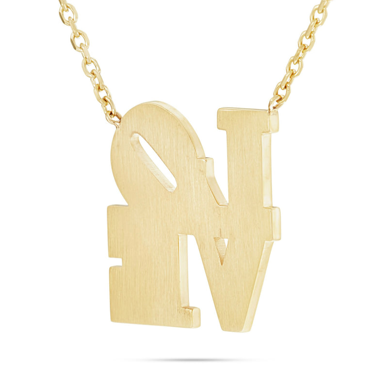 14K Yellow Gold Philadelphia LOVE Red Enamel Necklace