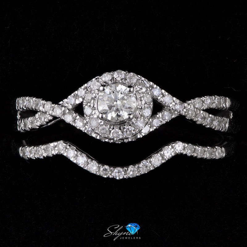 14k White Gold 0.50ct Diamond Engagement Ring Set