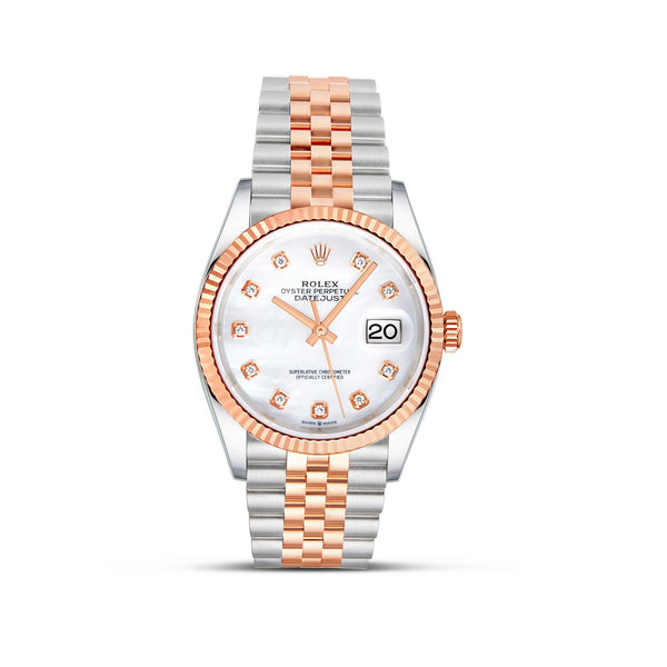 Rolex DateJust 36mm 18K Rose Gold Mother of Pearl