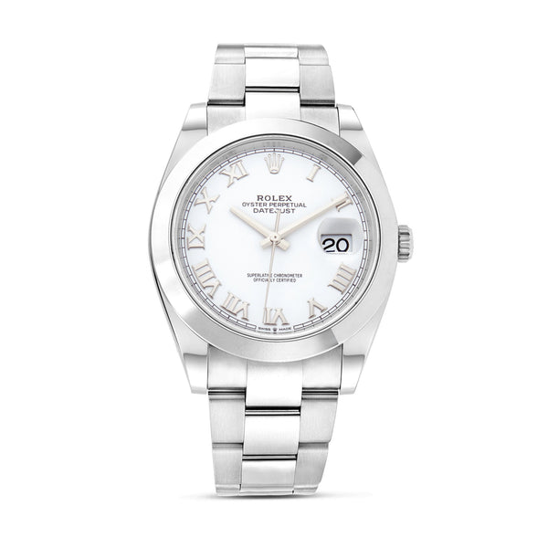 Rolex DateJust 41mm White Roman Oyster Band