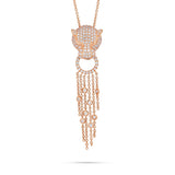 18K Rose Gold 1.49ct Diamond Jaguar Tassel Necklace
